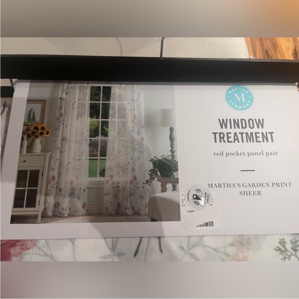 Martha Stewart Garden Print Sheer Curtains - White and Pink